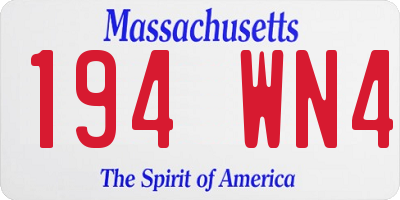 MA license plate 194WN4