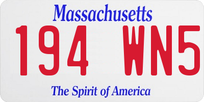 MA license plate 194WN5
