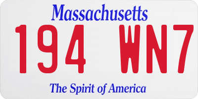 MA license plate 194WN7