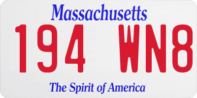 MA license plate 194WN8