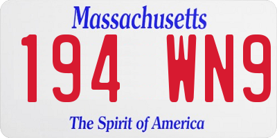 MA license plate 194WN9
