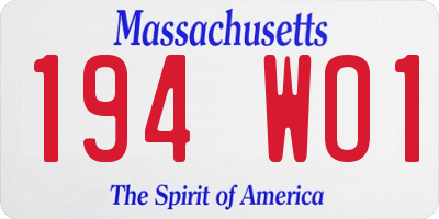 MA license plate 194WO1