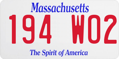 MA license plate 194WO2