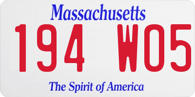 MA license plate 194WO5