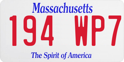 MA license plate 194WP7