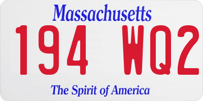 MA license plate 194WQ2