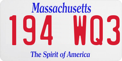 MA license plate 194WQ3