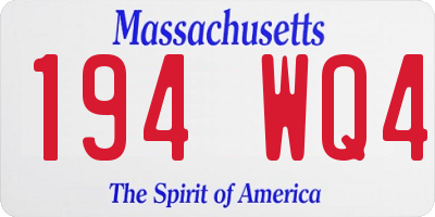 MA license plate 194WQ4