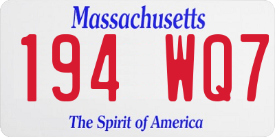 MA license plate 194WQ7