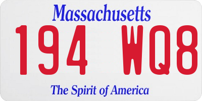 MA license plate 194WQ8