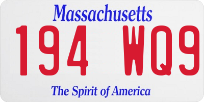 MA license plate 194WQ9