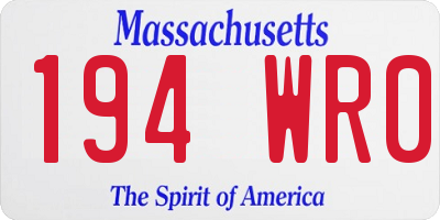 MA license plate 194WR0