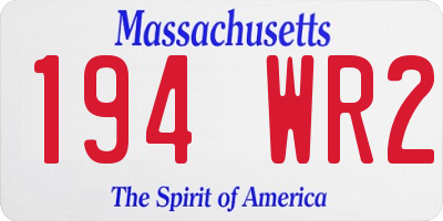 MA license plate 194WR2