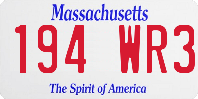 MA license plate 194WR3