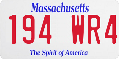 MA license plate 194WR4