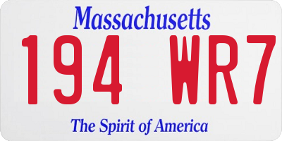 MA license plate 194WR7