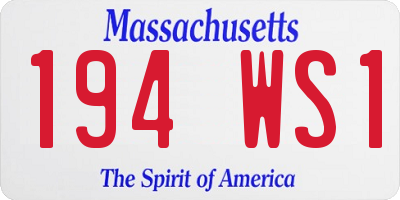 MA license plate 194WS1