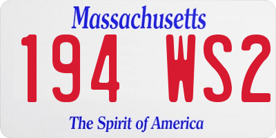 MA license plate 194WS2