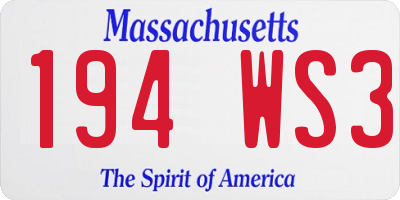 MA license plate 194WS3