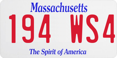 MA license plate 194WS4