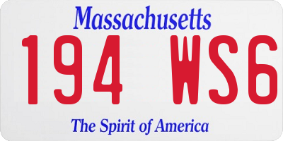 MA license plate 194WS6