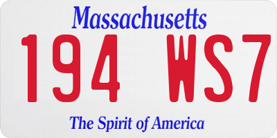 MA license plate 194WS7