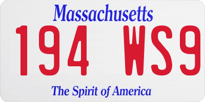 MA license plate 194WS9