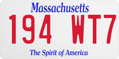 MA license plate 194WT7