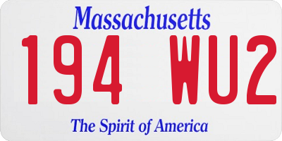 MA license plate 194WU2