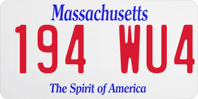 MA license plate 194WU4