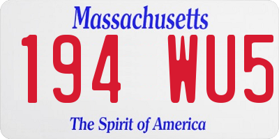 MA license plate 194WU5