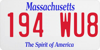 MA license plate 194WU8