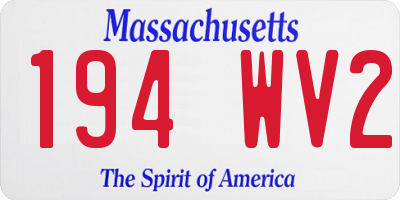 MA license plate 194WV2