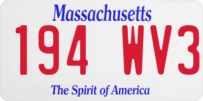 MA license plate 194WV3