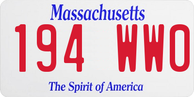 MA license plate 194WW0