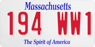 MA license plate 194WW1
