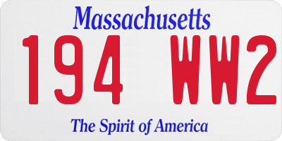 MA license plate 194WW2