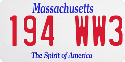 MA license plate 194WW3
