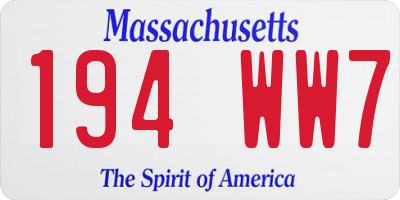 MA license plate 194WW7