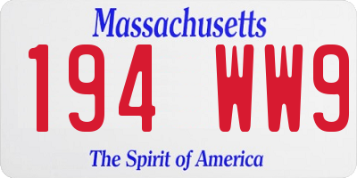 MA license plate 194WW9