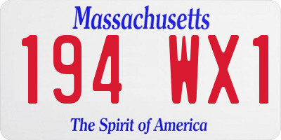 MA license plate 194WX1