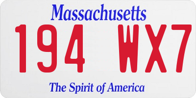MA license plate 194WX7