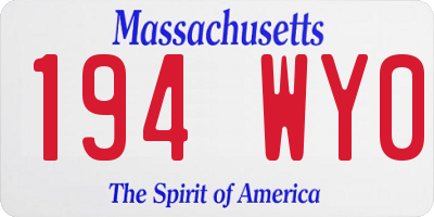 MA license plate 194WY0