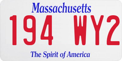 MA license plate 194WY2