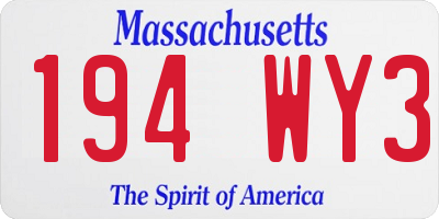 MA license plate 194WY3