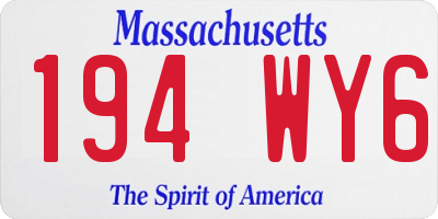 MA license plate 194WY6