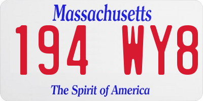 MA license plate 194WY8