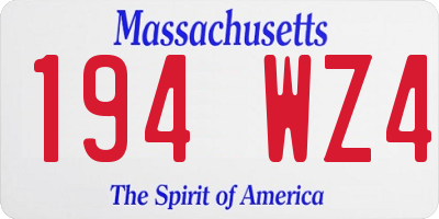MA license plate 194WZ4