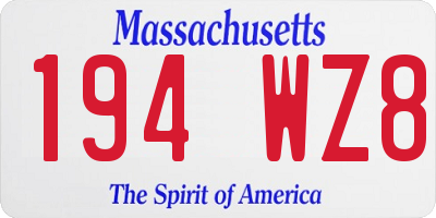 MA license plate 194WZ8