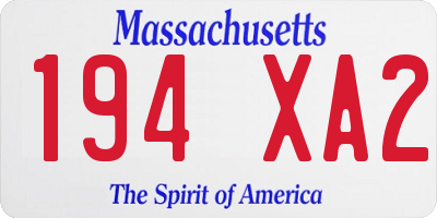 MA license plate 194XA2